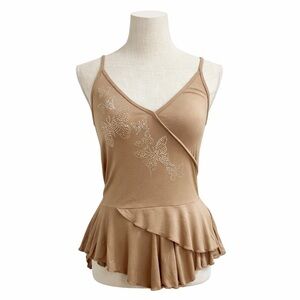 NWT Kimchi Blue Urban Outfitters Hazel Brown Peplum Butterfly Appliqué Cami Top